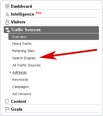 Search Engines sub-option