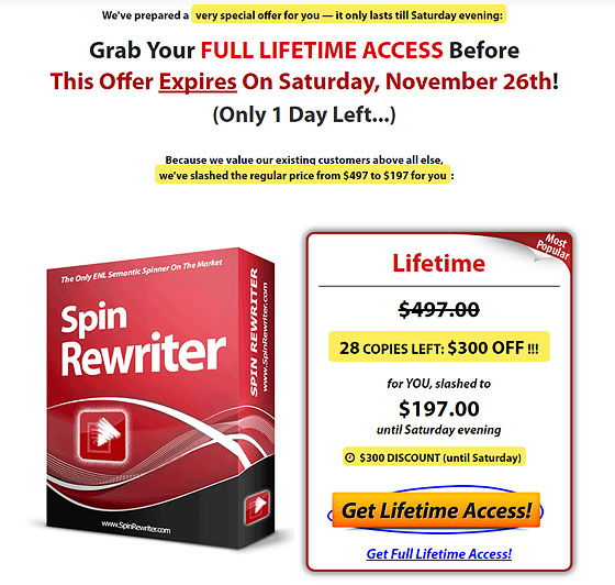 SpinRewriter Black Friday Deal