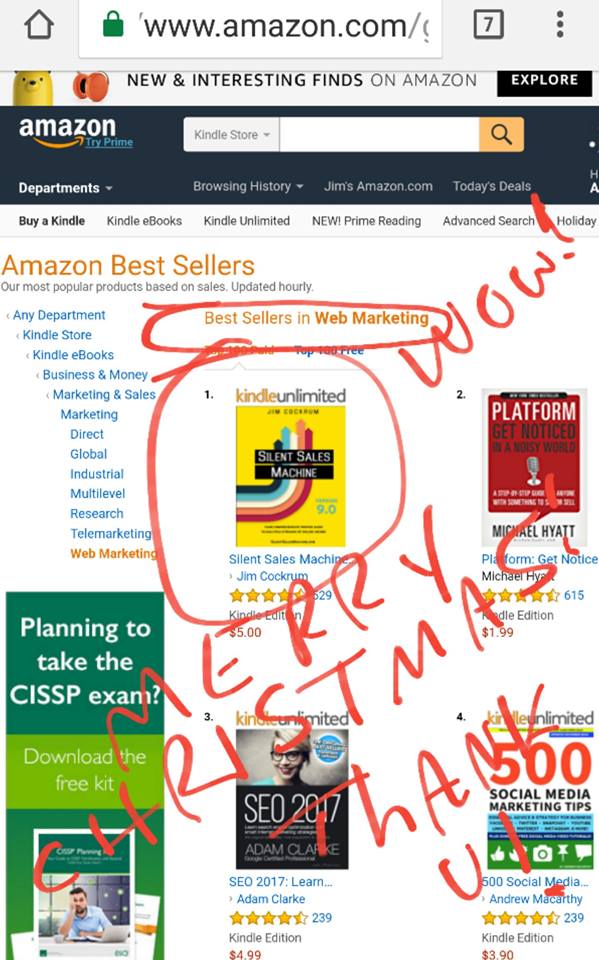 Silent Sales Machine, #1 in Web Marketing on Amazon