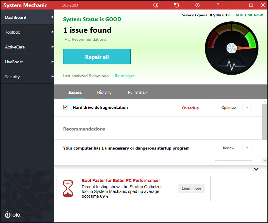 System Mechanic Dashboard