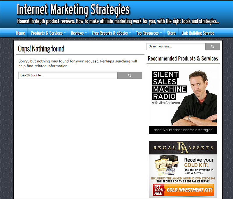 Internet Marketing Strategies 404 Page