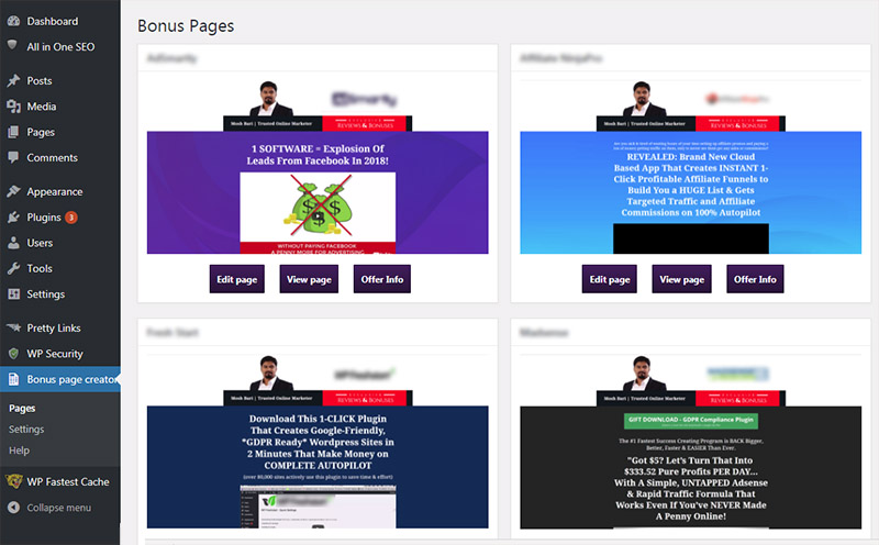 Blistering Bonus Pages