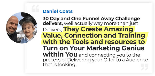 One Funnel Away Testimonial from Daniel Coats