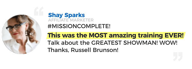 One Funnel Away Testimonials from Shay Sparks
